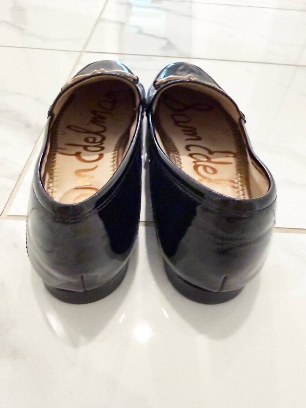 Sam Edelman Loraine Black Patent Leather Bit Buckle Loafers 7 - Picture 7 of 11